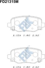 FBK FD21315M - Комплект спирачно феродо, дискови спирачки vvparts.bg