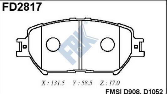 FBK FD2817 - Комплект спирачно феродо, дискови спирачки vvparts.bg