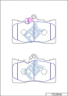 FBK FD2885M - Комплект спирачно феродо, дискови спирачки vvparts.bg