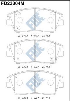 FBK FD23304M - Комплект спирачно феродо, дискови спирачки vvparts.bg