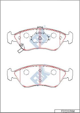 FBK FD22036M - Комплект спирачно феродо, дискови спирачки vvparts.bg