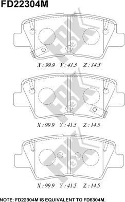 FBK FD22304M - Комплект спирачно феродо, дискови спирачки vvparts.bg