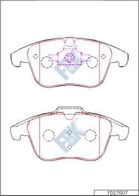 FBK FD27007 - Комплект спирачно феродо, дискови спирачки vvparts.bg