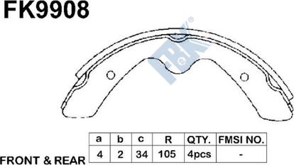 FBK FK9908 - Комплект спирачна челюст vvparts.bg