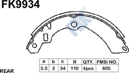 FBK FK9934 - Комплект спирачна челюст vvparts.bg