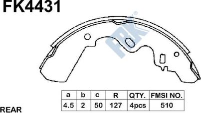 FBK FK4431 - Комплект спирачна челюст vvparts.bg