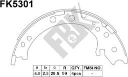 FBK FK5301 - Комплект спирачна челюст, ръчна спирачка vvparts.bg