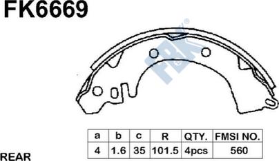 FBK FK6669 - Комплект спирачна челюст vvparts.bg