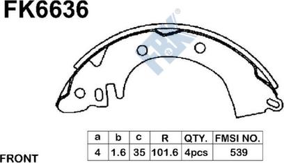 FBK FK6636 - Комплект спирачна челюст vvparts.bg