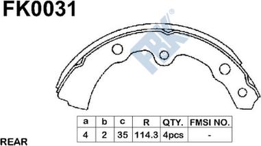 FBK FK0031 - Комплект спирачна челюст vvparts.bg