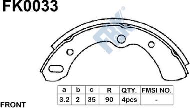 FBK FK0033 - Комплект спирачна челюст vvparts.bg