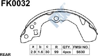 FBK FK0032 - Комплект спирачна челюст vvparts.bg