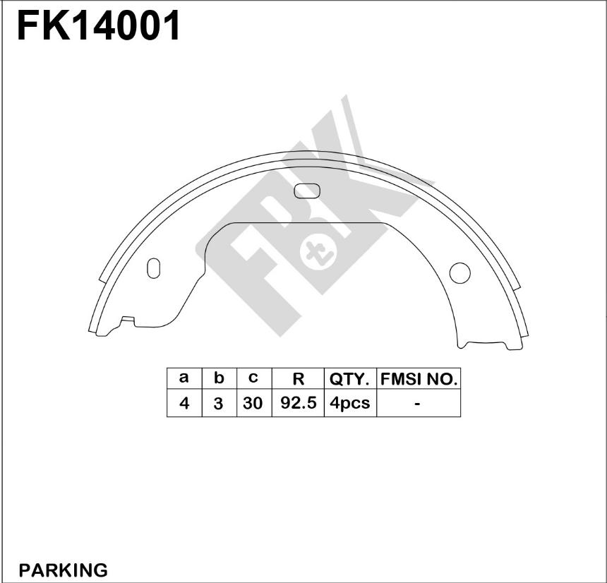FBK FK14001 - Комплект спирачна челюст, ръчна спирачка vvparts.bg