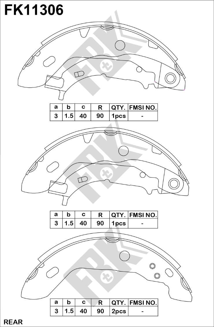 FBK FK11306 - Комплект спирачна челюст vvparts.bg