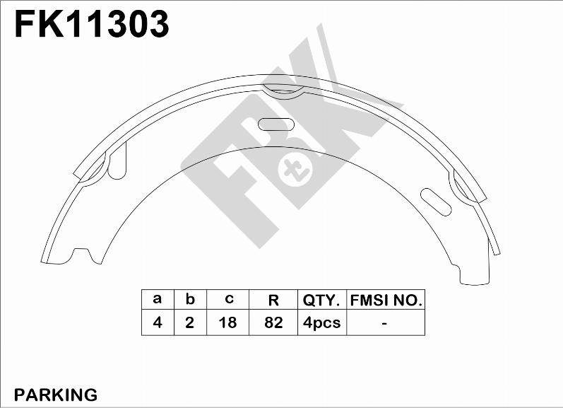 FBK FK11303 - Комплект спирачна челюст, ръчна спирачка vvparts.bg