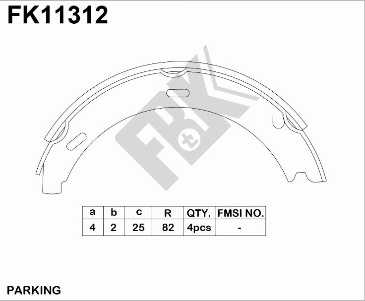 FBK FK11312 - Комплект спирачна челюст, ръчна спирачка vvparts.bg