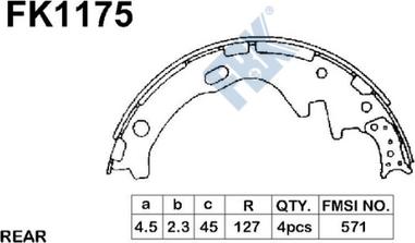 FBK FK1175 - Комплект спирачна челюст vvparts.bg