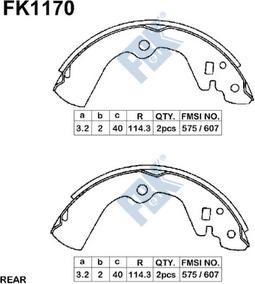 FBK FK1170 - Комплект спирачна челюст vvparts.bg