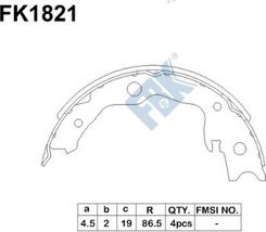 FBK FK1821 - Комплект спирачна челюст, ръчна спирачка vvparts.bg