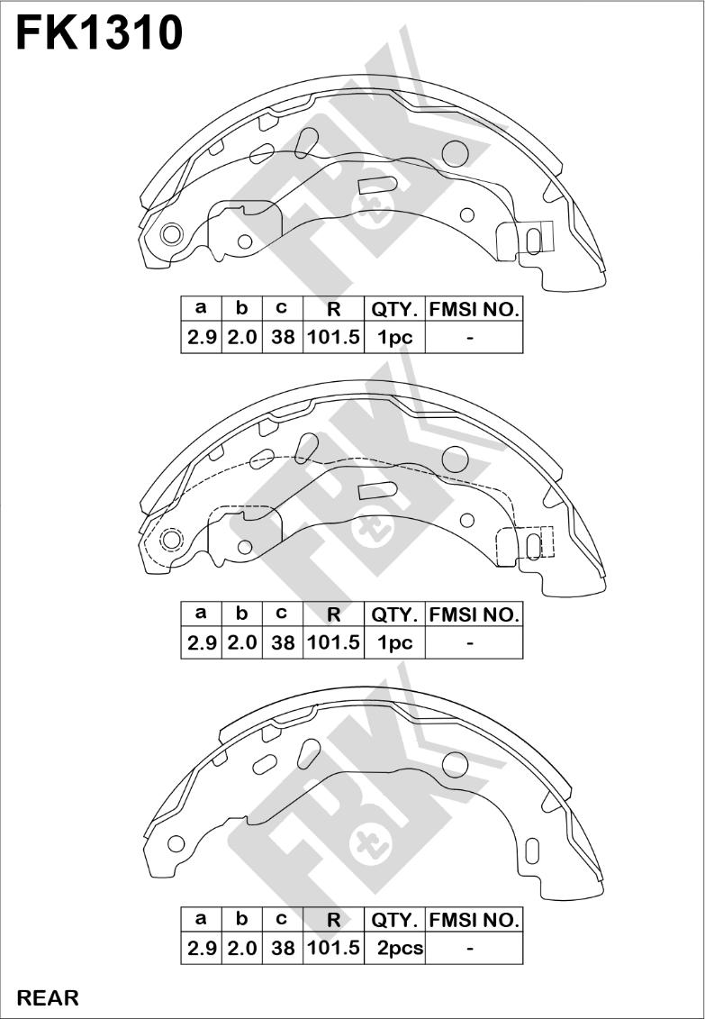 FBK FK1310 - Комплект спирачна челюст vvparts.bg