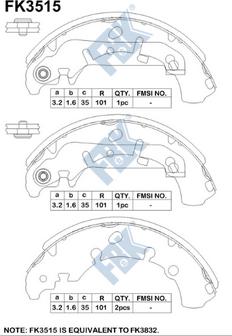 FBK FK3515 - Комплект спирачна челюст vvparts.bg