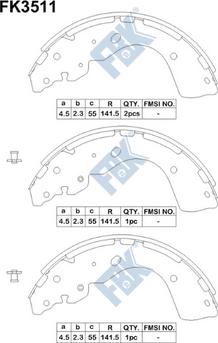 FBK FK3511 - Комплект спирачна челюст vvparts.bg