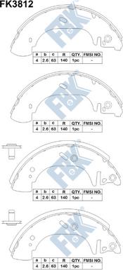 FBK FK3812 - Комплект спирачна челюст vvparts.bg