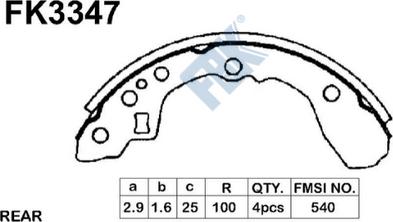 FBK FK3347 - Комплект спирачна челюст vvparts.bg