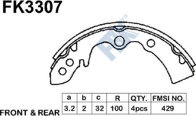 FBK FK3307 - Комплект спирачна челюст vvparts.bg