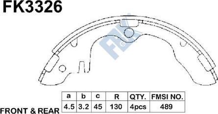 FBK FK3326 - Комплект спирачна челюст vvparts.bg