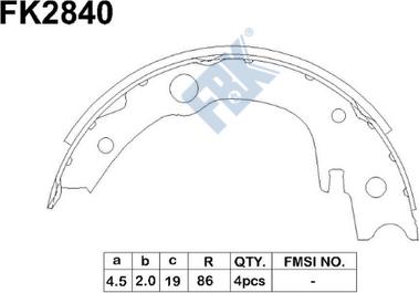 FBK FK2840 - Комплект спирачна челюст, ръчна спирачка vvparts.bg
