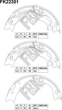 FBK FK22301 - Комплект спирачна челюст, ръчна спирачка vvparts.bg