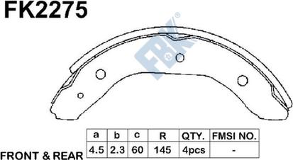 FBK FK2275 - Комплект спирачна челюст vvparts.bg