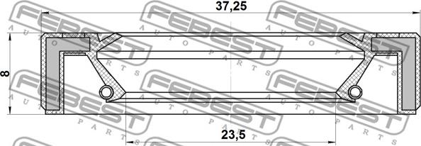 Febest 95GAY-25370808R - Семеринг, задвижващ вал vvparts.bg