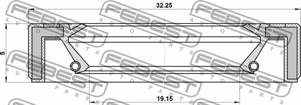 Febest 95GAY-21320505R - Уплътнение, маслена помпа vvparts.bg