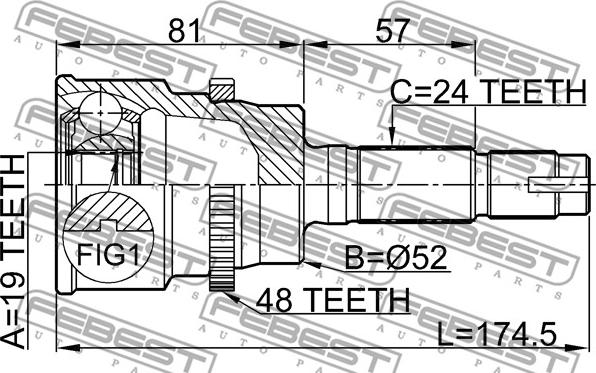 Febest 0910-012A48 - Каре комплект, полуоска vvparts.bg