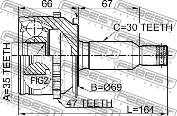 Febest 0410-KB4A47 - Каре комплект, полуоска vvparts.bg