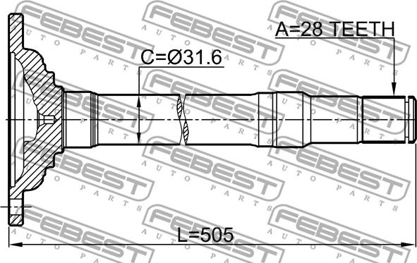 Febest 0412-KH6WRH - Полуоска vvparts.bg