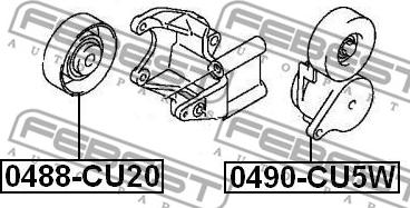 Febest 0490-CU5W - Ремъчен обтегач, пистов ремък vvparts.bg