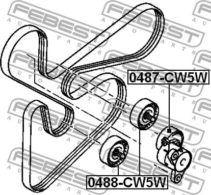 Febest 0488-CW5W - Паразитна / водеща ролка, пистов ремък vvparts.bg