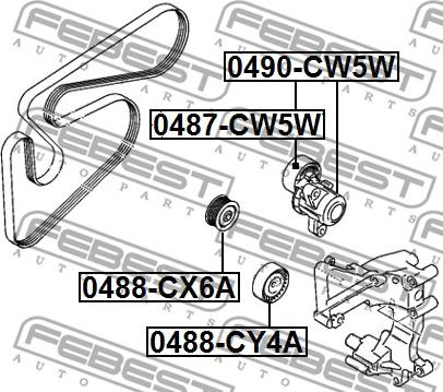 Febest 0488-CY4A - Паразитна / водеща ролка, пистов ремък vvparts.bg