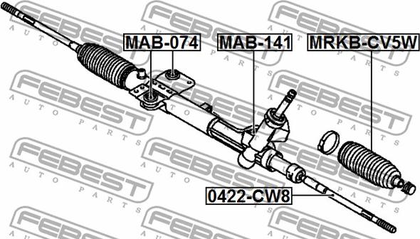 Febest 0422-CW8 - Аксиален шарнирен накрайник, напречна кормилна щанга vvparts.bg