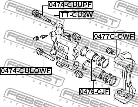 Febest TT-CU2W - Комплект принадлежности, спирачен апарат vvparts.bg