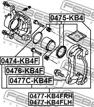 Febest 0474-KB4F - Бодещ болт (щифт), спирачен апарат vvparts.bg