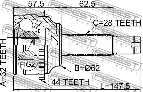 Febest 0510-044A44 - Каре комплект, полуоска vvparts.bg