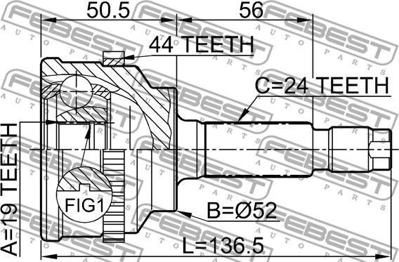 Febest 0510-014A44 - Каре комплект, полуоска vvparts.bg