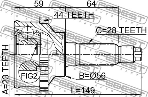 Febest 0510-018A44 - Каре комплект, полуоска vvparts.bg