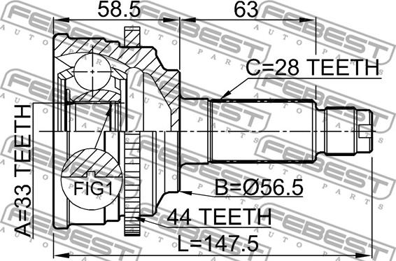 Febest 0510-M6A44 - Каре комплект, полуоска vvparts.bg