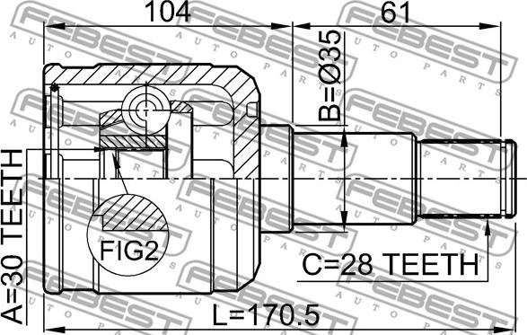 Febest 0511-GFLH - Каре комплект, полуоска vvparts.bg