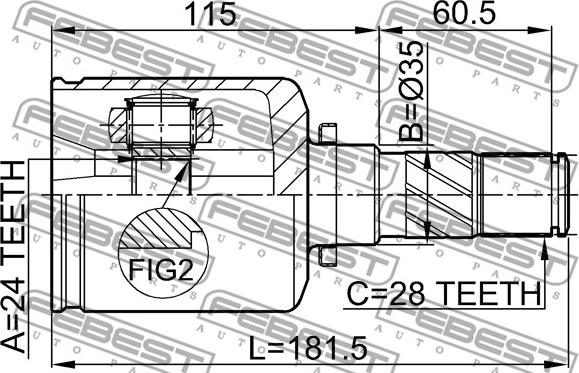 Febest 0511-MZ5ATLH - Каре комплект, полуоска vvparts.bg